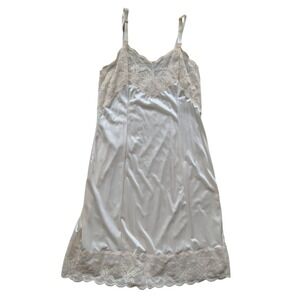 70s Vintage Wonder Maid Non Cling Slip Dress Lace Trim Cream Ivory Lingerie